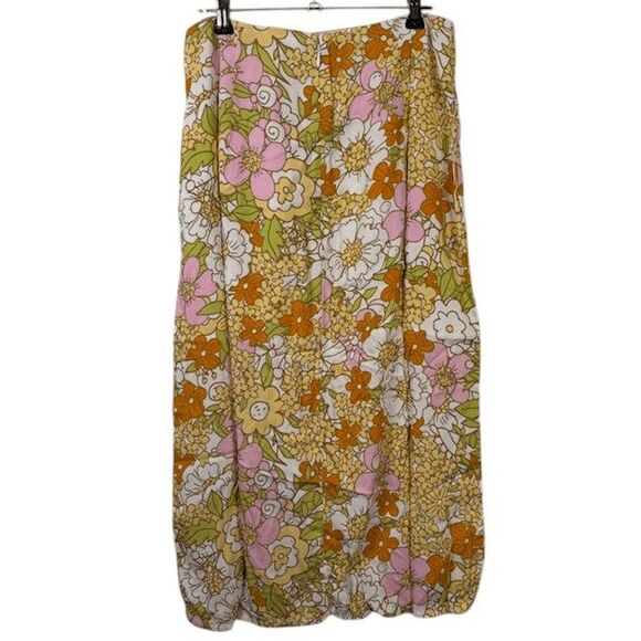 NEW! RAHI Floral Dixie Skirt Orange Sally Retro Floral Boho Size Small - Picture 3 of 11